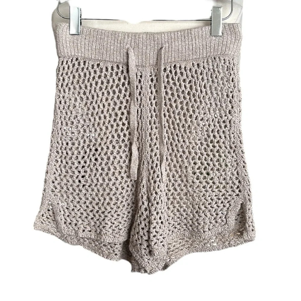 ABERCROMBIE & FITCH Crochet Knit Beachy Shorts Swim Cover Up Neutral Summer XS